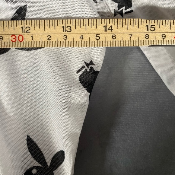 Vintage Playboy Bunny All Over Print Top Women’s Size XS White Sheer Layered Y2K - Picture 4 of 8